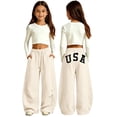 thumbnail image 1 of SJLDQY Girls Sweatpants Letter Graphic Casual Baggy Pants Drawstring Waist Pants with Pockets, 1 of 5
