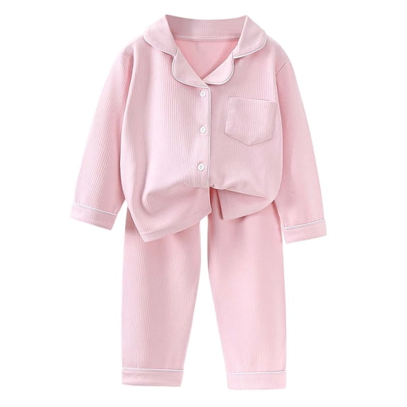 SJLDQY Girls Thermal Pajama Sets Long Sleeve Button Down Shirt and Pants 2 Piece Pj Sets Fall Winter Sleepwear Cozy Comfy Loungewear Sets