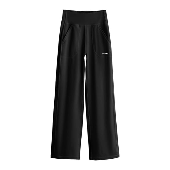 SJLDQY Girls Wide Leg Pants Casual Elastic Waist Baggy Pants for Girls Solid Color Straight Leg Trousers with Pockets