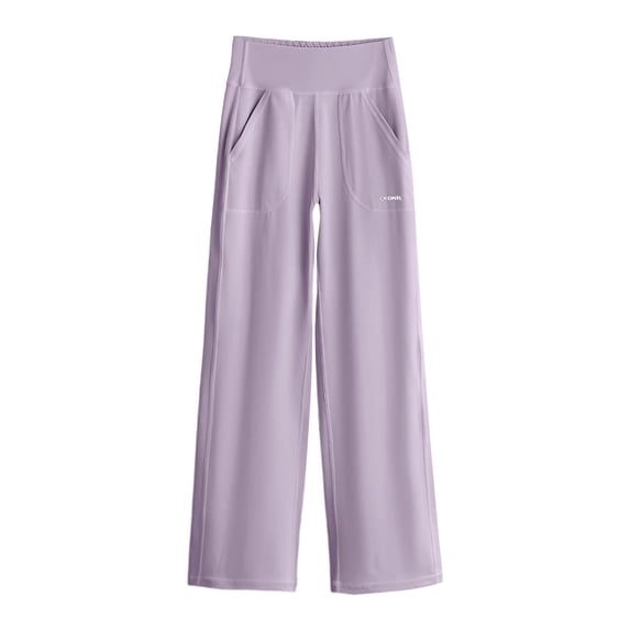 SJLDQY Girls Wide Leg Pants Casual Elastic Waist Baggy Pants for Girls Solid Color Straight Leg Trousers with Pockets