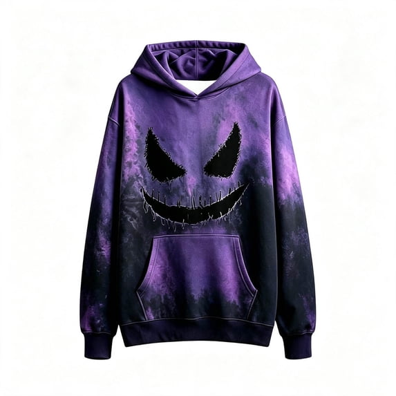SJLDQY Halloween Boys Hoodies Face Print Spooky Season Hooded Sweatshirts with Kangaroo Pocket Fall Winter Casual Long Sleeve Pullover Tops for Boys