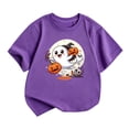 thumbnail image 1 of SJLDQY Halloween Girls T-shirts Short Sleeve Hallowmas Ghost Pumpkin Graphic Tees Crew Neck T Shirts for Girls Summer Tops Size 2-14 Years, 1 of 4