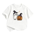 thumbnail image 1 of SJLDQY Halloween Girls T-shirts Short Sleeve Hallowmas Ghost Pumpkin Graphic Tees Crew Neck T Shirts for Girls Summer Tops Size 2-14 Years, 1 of 4