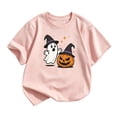 thumbnail image 1 of SJLDQY Halloween Girls T-shirts Short Sleeve Hallowmas Pumpkin Ghost Graphic T-shirt Crew Neck Tees Summer Tops 3-4 Years, 1 of 4