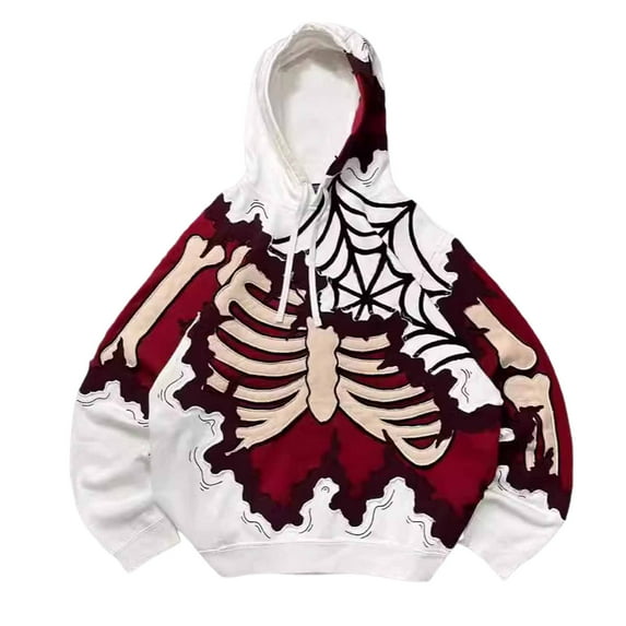 SJLDQY Halloween Hoodies for Men Hallowmas Pullover Hooded Sweatshirts for Men Skeleton Graphic Funny Y2K Fall Winter Hoodie With Pocket