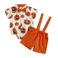thumbnail image 1 of SJLDQY Halloween Baby Boys Clothes Set Short Sleeve Tops Overalls Hallowmas Ghost Pumpkin 2Pcs Outfit Sets Funny Festival Clothing, 1 of 9
