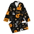 thumbnail image 1 of SJLDQY Halloween Pajamas for Girls Hallowmas Print Long Sleeve Shirts and Pants 2 Piece Loungewear Sets Casual Sleepwear Button Down Pj Sets, 1 of 5