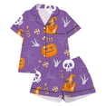 thumbnail image 1 of SJLDQY Halloween Pajamas for Girls Pumpkin Print Short Sleeve Shirts and Shorts 2 Piece Loungewear Sets Casual Sleepwear Button Down Pj Sets, 1 of 5