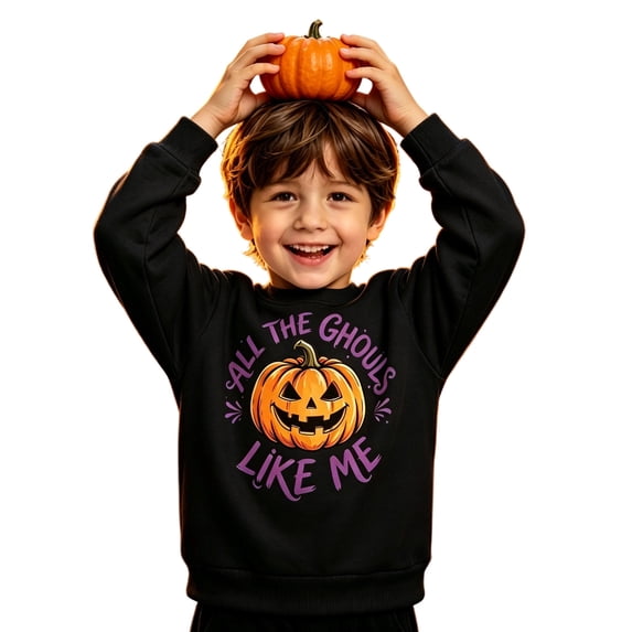 SJLDQY Halloween Sweatshirts for Boys Fall Winter Lined Long Sleeve Crew Neck Sweatshirt Hallowmas Pumpkin Graphic Pullover Tops for Boys