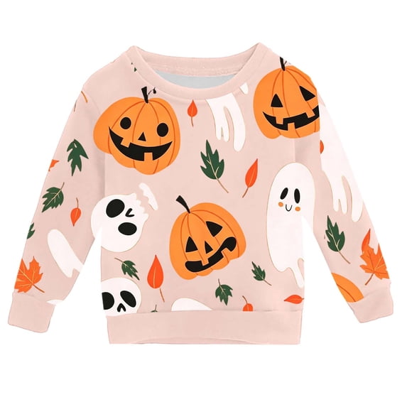 SJLDQY Halloween Sweatshirts for Boys Hallowmas Ghost Pumpkin Graphic Casual Pullover Tops Long Sleeve Crew Neck Sweatshirt