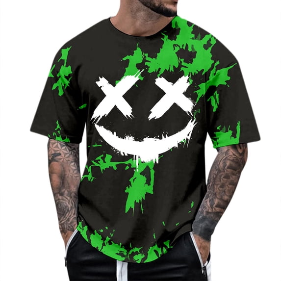 SJLDQY Halloween T Shirts for Men Y2K Novelty Graphic Tees Hallowmas Streetwear Short Sleeve Crewneck T Shirts Trendy Casual Soft Tops