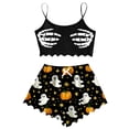 thumbnail image 1 of SJLDQY Halloween Womens Pajamas Sets 2 Piece Cami Top and High Waist Shorts Pj Sets for Womens Hallowmas Funny Skeleton Pumpkin Graphic Comfy Sleepwear, 1 of 4