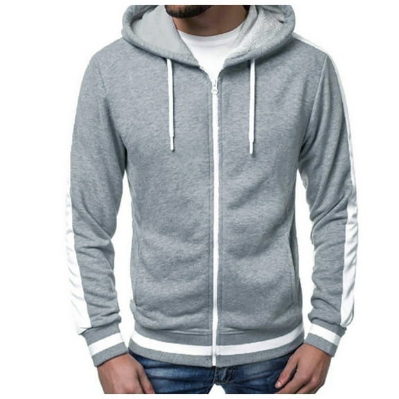 SJLDQY Hoodies for Men Casual Pullover Hooded Sweatshirts for Men Zip Long Sleeve Patchwork Color Fall Winter Hoodie With Pocket