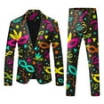thumbnail image 1 of SJLDQY Mardi Gras Mens 2 Peice Suit Set Fashion Dress Suits for Men Slim Fit 2 Button Blazer Jacket Pants Elegant Carnival Performance Party Outfits, 1 of 7