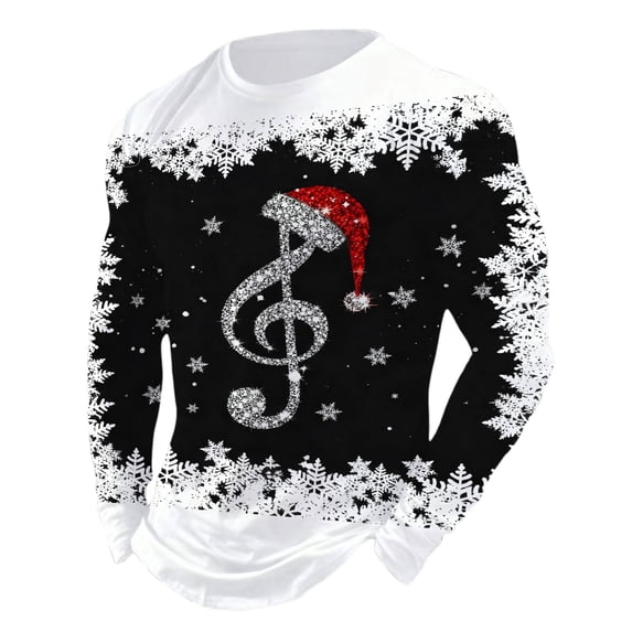 SJLDQY Men's Christmas T Shirts Cute Snowflake Graphic Tees Xmas Long Sleeve Crew Neck T Shirts for Man Fall Winter Casual Tops