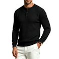 thumbnail image 1 of SJLDQY Men's Henley Shirts Long Sleeve Button T-Shirts Ribbed Texture Knit Tees Fall Winter Casual Loose Tops, 1 of 5