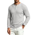 thumbnail image 1 of SJLDQY Men's Henley Shirts Long Sleeve Button T-Shirts Ribbed Texture Knit Tees Fall Winter Casual Loose Tops, 1 of 5