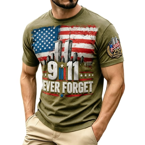 SJLDQY Men's T-Shirts 911 25th Anniversary Graphic Tees Short Sleeve Crew Neck T Shirts for Man Casual Tops