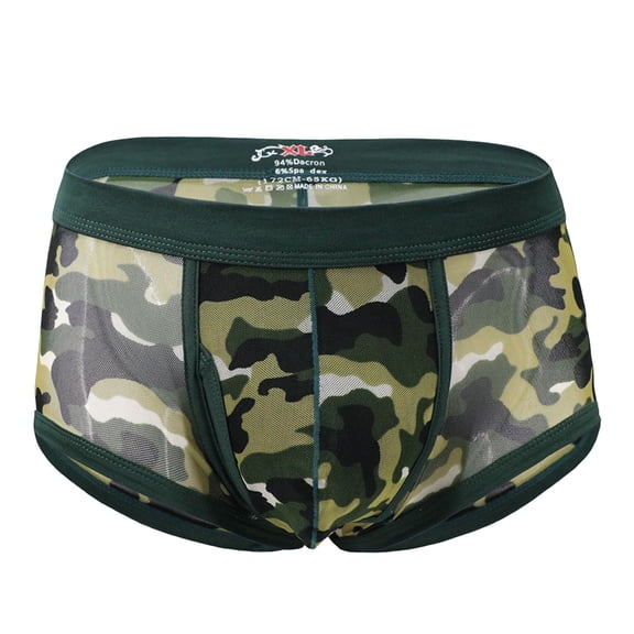 SJLDQY Men's Underwear Boxer Briefs Camouflage Ice Silk Boxer Briefs for Men Soft Breathable Boxer Shorts for Men