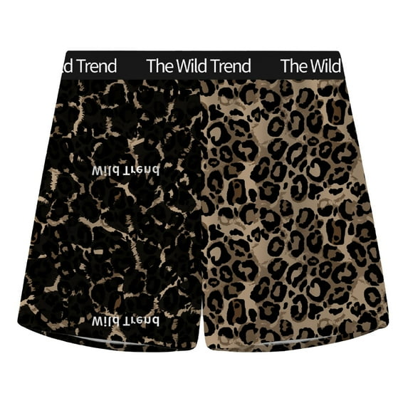 SJLDQY Men's Underwear Boxer Briefs Patchwork Leopard Graphic Boxer Briefs for Men Soft Breathable Boxer Shorts for Men