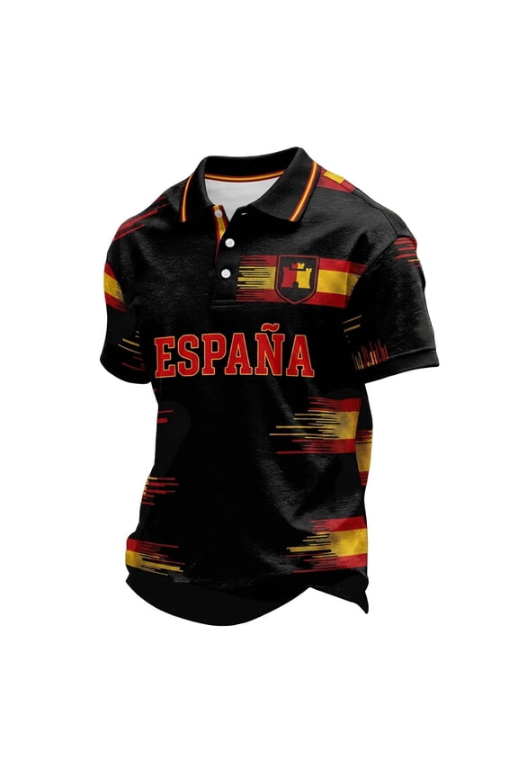 Mens 2026 Spain Soccer Polo Shirts Short Sleeve International Football Shirts for Men Spanish Flag Graphic Lightweight Summer Workout Golf Shirts