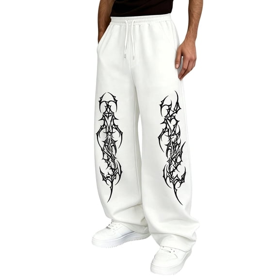 SJLDQY Mens Baggy Sweatpants Straight Leg Y2K Sweat Pants for Mens Fall Trendy Streetwear Elastic Waist Drawstring Casual Trousers with Pockets