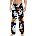 thumbnail image 1 of SJLDQY Mens Halloween Pajamas Pants Wide Leg Pjs Trousers for Men Hallowmas Pumpkin Ghost Elastic Waist Homewear Loungewear With Pocket, 1 of 6