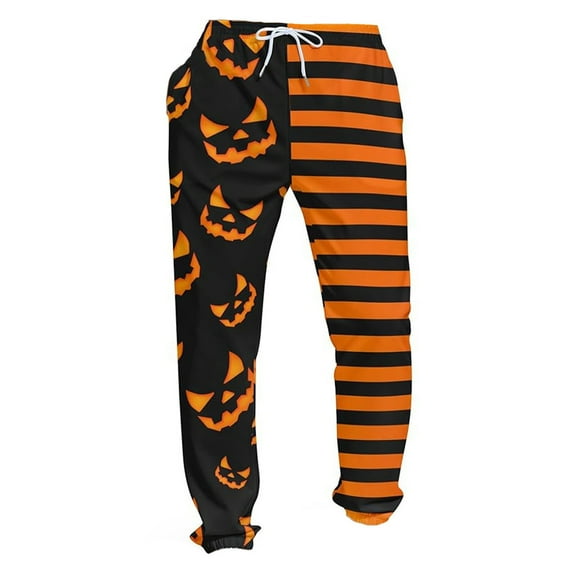 SJLDQY Mens Halloween Pajamas Pants Wide Leg Pjs Trousers for Men Hallowmas Pumpkin Ghost Elastic Waist Homewear Loungewear With Pocket