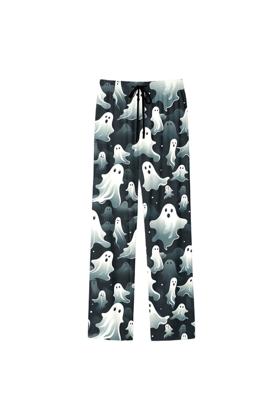 Mens Halloween Pajamas Pants Wide Leg Pjs Trousers for Men Hallowmas Pumpkin Ghost Elastic Waist Homewear Loungewear With Pocket