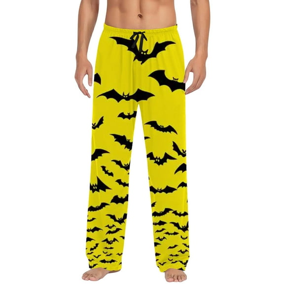 SJLDQY Mens Halloween Pajamas Pants Wide Leg Pjs Trousers for Men Hallowmas Pumpkin Ghost Elastic Waist Homewear Loungewear With Pocket