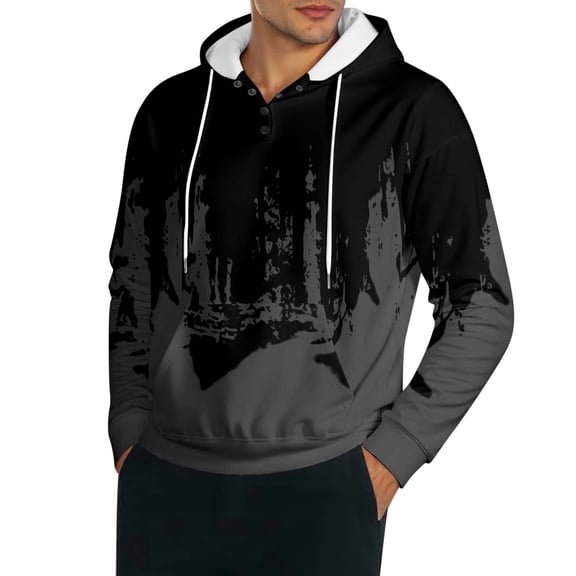 SJLDQY Mens Hoodies Casual Pullover Hooded Sweatshirts for Men Buttons Long Sleeve Fashin Graphic Fall Winter Hoodie With Pocket