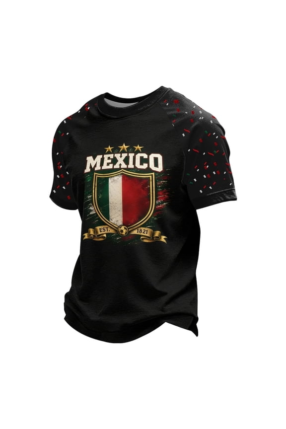 Mens Mexican Soccer Tshirts Short Sleeve International Football T-Shirts for Men Casual Crew Neck Mexico Flag Graphic Soft Athletic Tops
