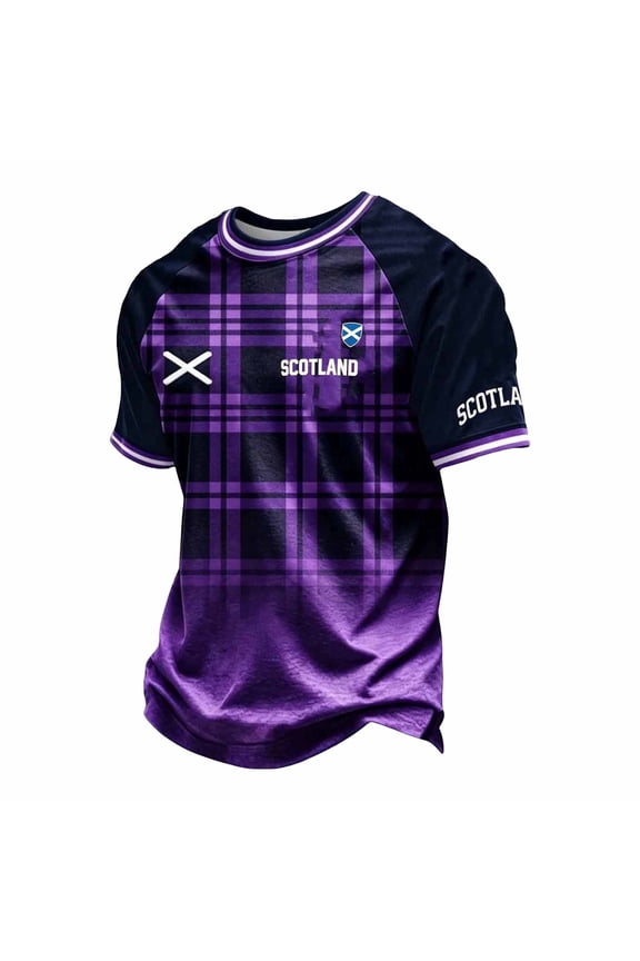 Mens Scotland Soccer Tshirts Short Sleeve International Football T-Shirts for Men Casual Crew Neck Scotland Flag Graphic Soft Athletic Tops