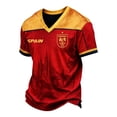 thumbnail image 1 of SJLDQY Mens Spain Fans Soccer Tshirts Short Sleeve International Football T-Shirts for Men Casual V Neck Spanish Letter Graphic Breathable Athletic Tops, 1 of 4