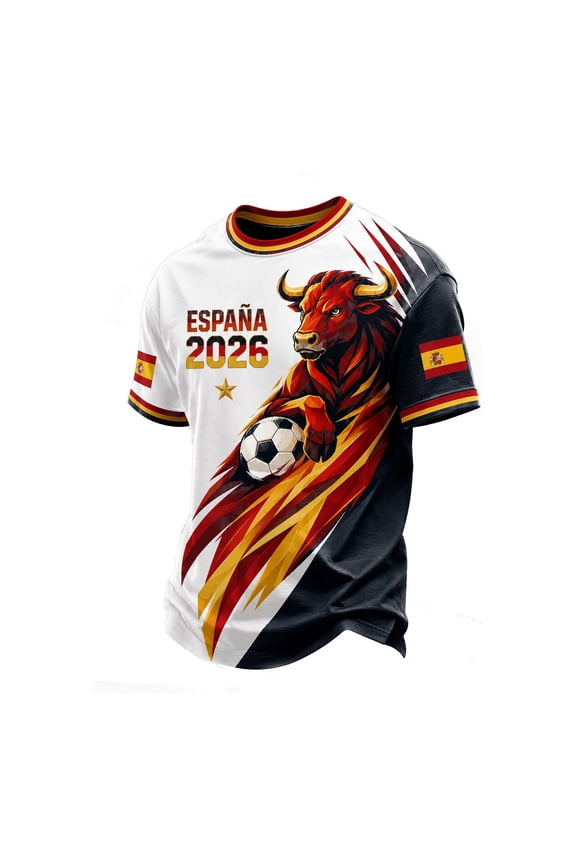 Mens Spain Soccer Tshirts Short Sleeve International Football T-Shirts for Men Casual Crew Neck Spain Flag Graphic Soft Athletic Tops