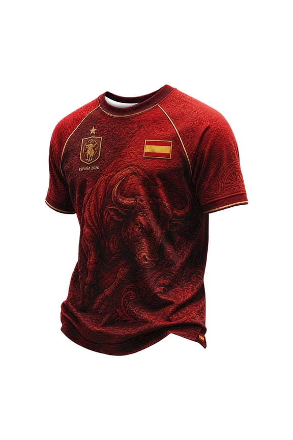 Mens Spain Soccer Tshirts Short Sleeve International Football T-Shirts for Men Casual Crew Neck Spanish Flag Graphic Soft Athletic Tops