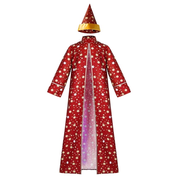 SJLDQY Mens Wizard Outfits Wizard Cloak Stars Magician Capes for Adults Long Robe Holiday Party Christmas Outfits