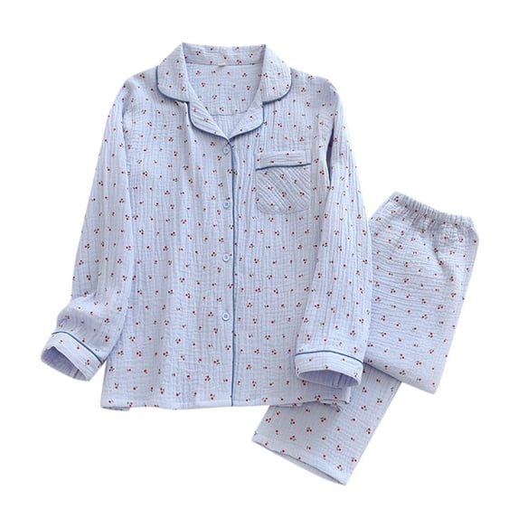 SJLDQY Womens Pajamas Set 2 Piece Printed Button Down Long Sleeve Tops with Pants Pjs Sets Comfy Breathable Sleepwear