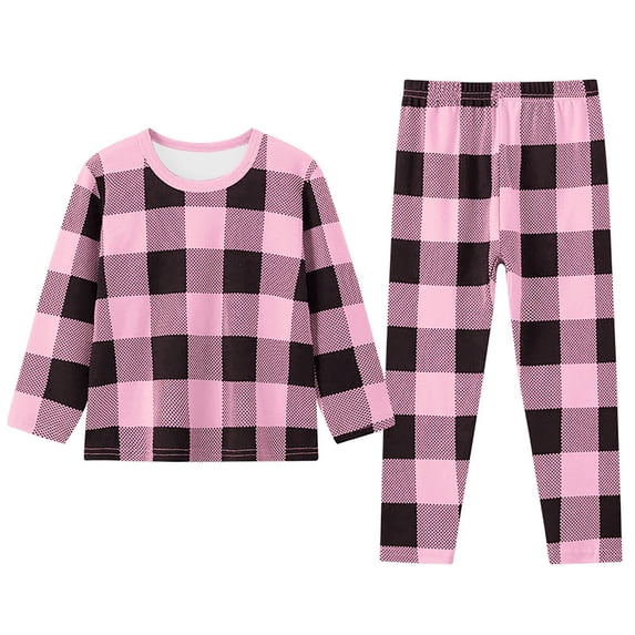 SJLDQY Plaid Pajamas for Girls Set 2 Piece Long Sleeve Shirts Pants Pjs Winter Sleepwear Cozy Comfy Loungewear Sets