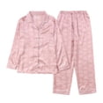 thumbnail image 1 of SJLDQY Satin Silk Pajamas for Women 2 Piece Button Down Long Sleeve Pjs Sets Womens Soft Sleepwear Heart Printed Loungewear Sets, 1 of 6