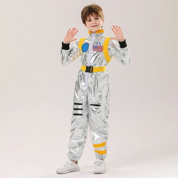 SJLDQY Toddler Boys Jumpsuit And Girls Play Space Astronaut Carnival Performance Romper Yellow 10-12 Years