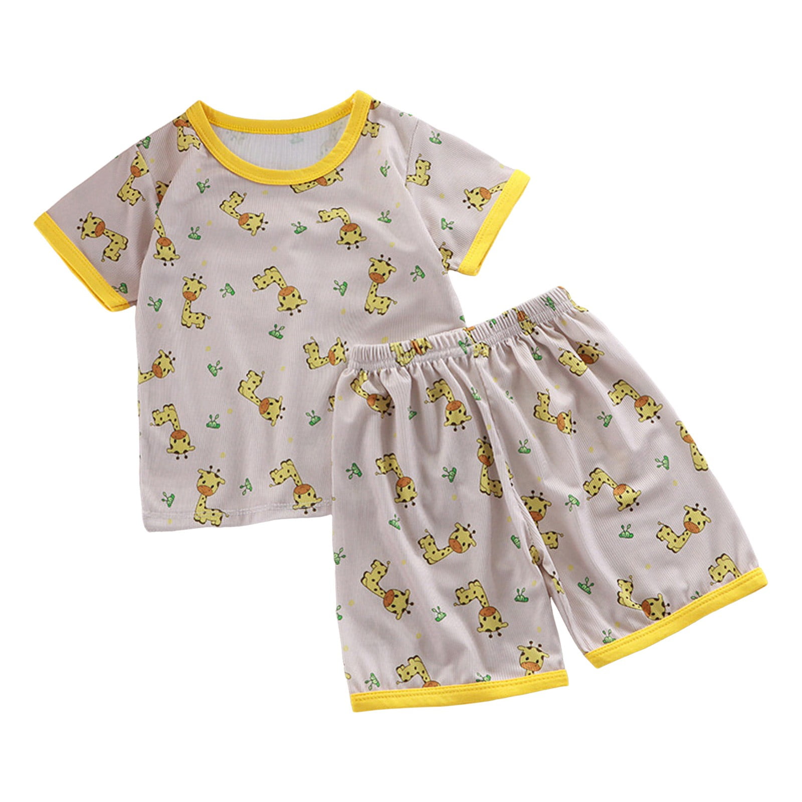 SJLDQY Toddler Outfits for Boys Kids Girls Sleepwear Short Sleeve Shirt ...