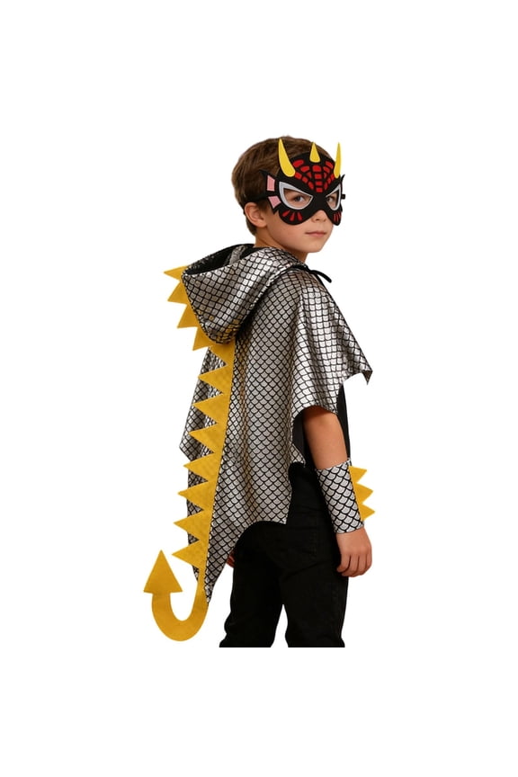 Unisex Boys Girls Dinosaur Dress Up Funny Cloak Outfits Party Stage Performance Clothes Set