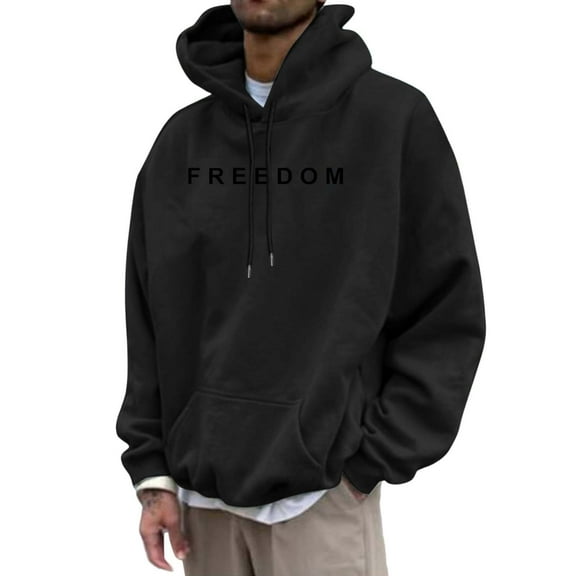 SJLDQY Unisex Freedom Hoodie Letter Graphic Patriotic Freedom Hoodies for Men Long Sleeve A True Patriot Fleece Lined Hoodie Sweatshirt With Pocket