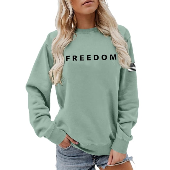 SJLDQY Unisex Freedom Sweatshirts Letter Graphic Patriotic Freedom Sweatshirt For Women Long Sleeve A True Patriot Fleece Lined Hoodie Sweatshirt