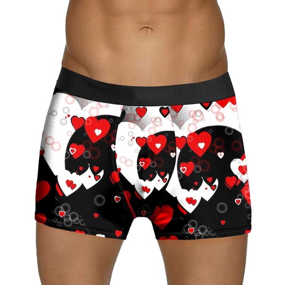 SJLDQY Valentines Men's Underwear Boxer Briefs Valentine's Day Sexy Rose Graphic Boxer Briefs for Men Soft Breathable Boxer Shorts for Men