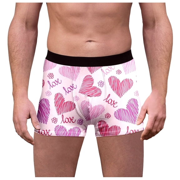 SJLDQY Valentines Mens Boxer Briefs Valentine's Day Love Heart Graphic Boxer Briefs for Men Soft Breathable Boxer Shorts for Men