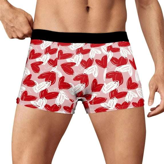 SJLDQY Valentines Mens Boxer Briefs Valentine's Day Sexy Lip Graphic Boxer Briefs for Men Soft Breathable Boxer Shorts for Men
