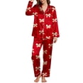 thumbnail image 1 of SJLDQY Valentines Women's Pajamas Set 2 Peice Pjs Set for Women Valentine's Day Bowknot Graphic Long Sleeve Pajama Tops Pants Soft Comfy Homewear Sleepwear Outfits, 1 of 5