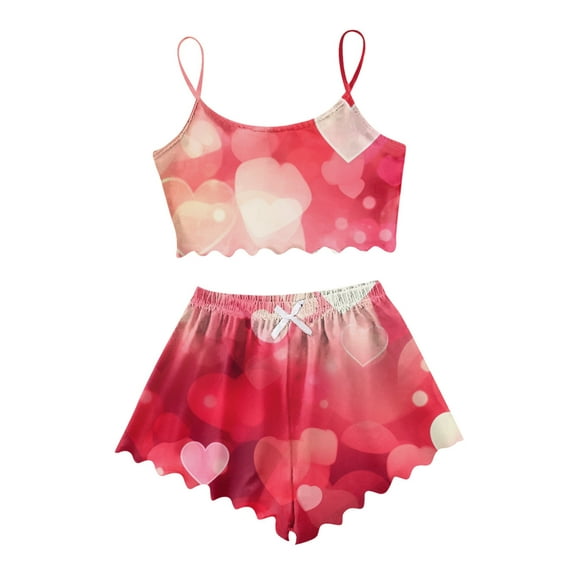 SJLDQY Valentines Women's Pajamas Set 2 Peice Pjs Set for Women Valentine's Day Love Heart Graphic Long Sleeve Pajama Tops Pants Soft Comfy Homewear Sleepwear Outfits